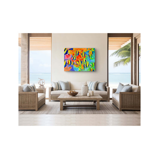 Giclee Canvas Print - FISH - Moorish Idols Over Coral Reef Gallery Wrapped Canvas Reproduction