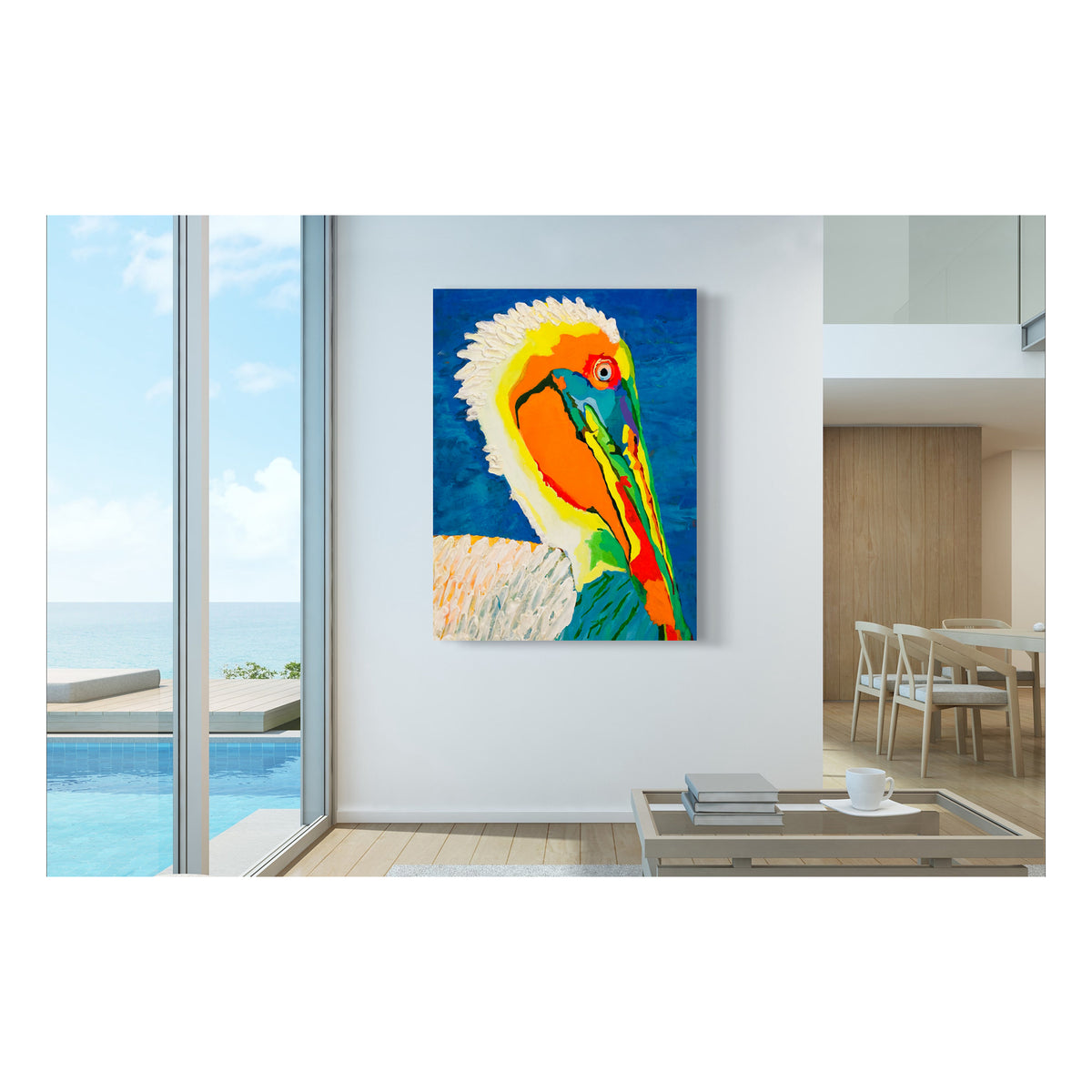 Impression sur toile Giclée - PÉLICAN - Reproduction sur toile montée sur châssis Pearl Pelican Gallery