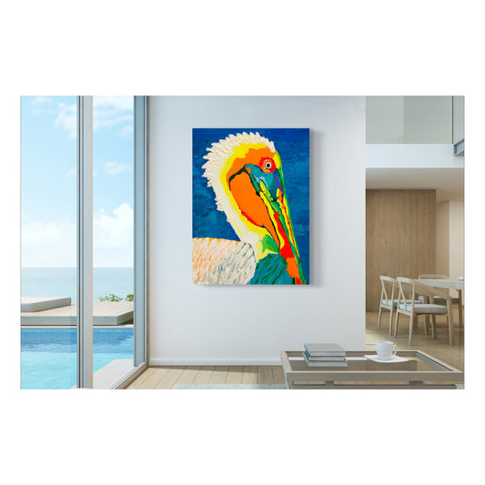 Giclee Canvas Print - PELICAN - Pearl Pelican Gallery Wrapped Canvas Reproduction