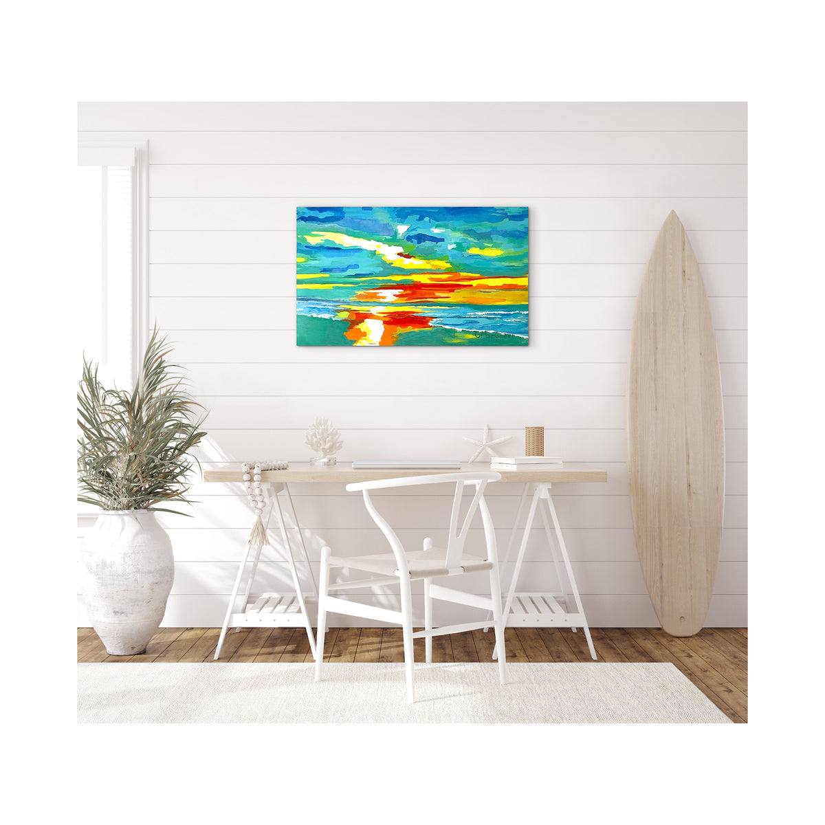 Giclee Canvas Print - SEASCAPE - Ocean Isle Beach Sunset Gallery Wrapped Canvas Reproduction