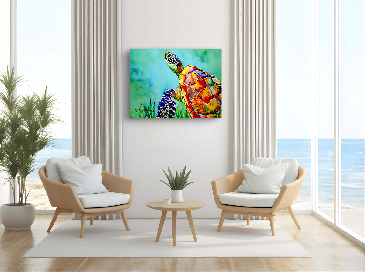 Impression sur toile giclée - TORTUE DE MER - Reproduction sur toile montée sur châssis TORTUE DE MER 3283