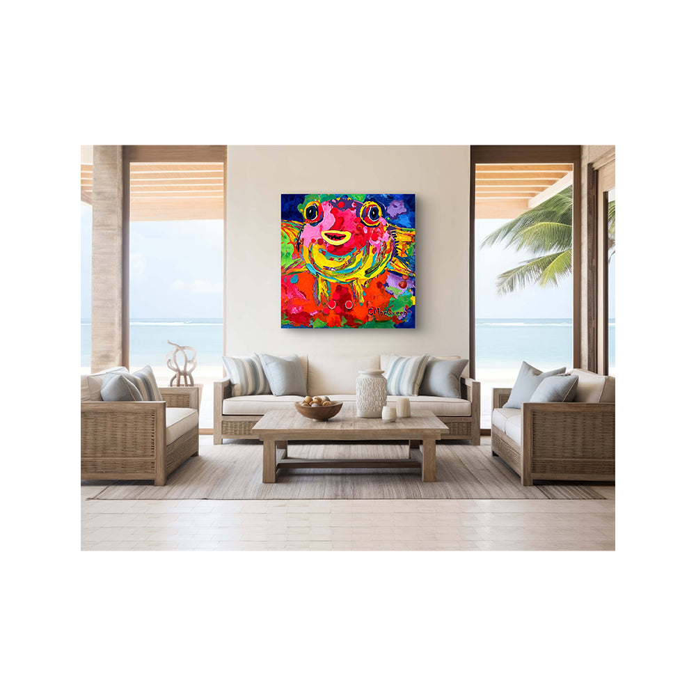 Impression sur toile Giclée - POISSON - Reproduction sur toile montée sur châssis de deux poissons-ballons joyeux