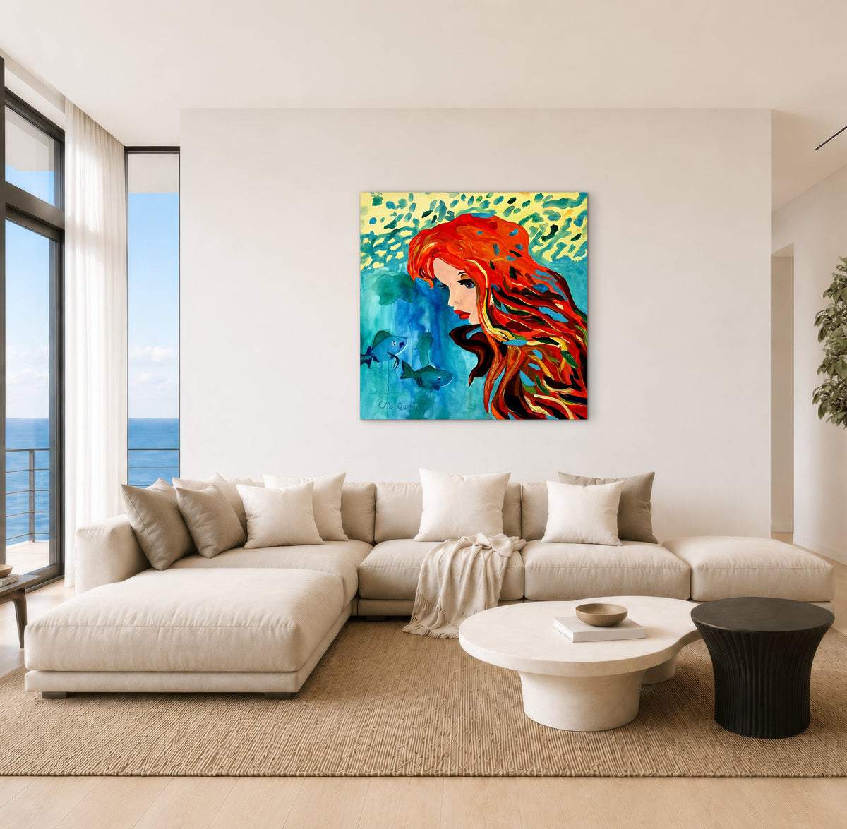 Impression Giclée sur toile - SIRÈNE - Reproduction sur toile montée sur châssis Murmures dans les profondeurs