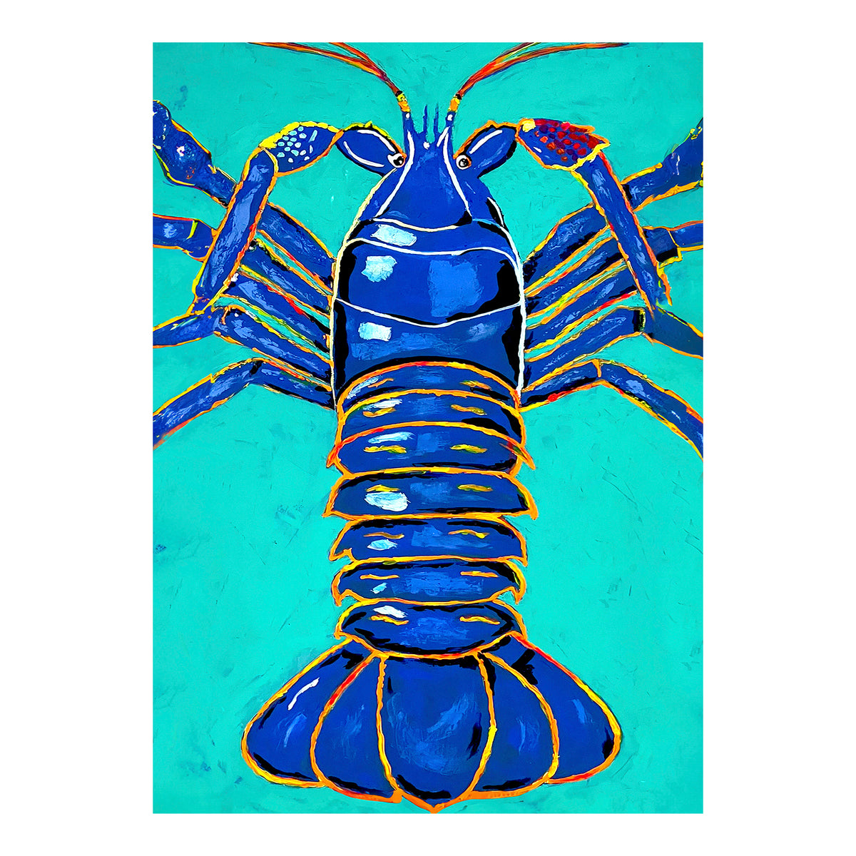 Carte de vœux - CRUSTACÉ - LANGOUSTE - Insecte bleu électrique, carte de vœux 5x7 sur papier glacé avec enveloppe