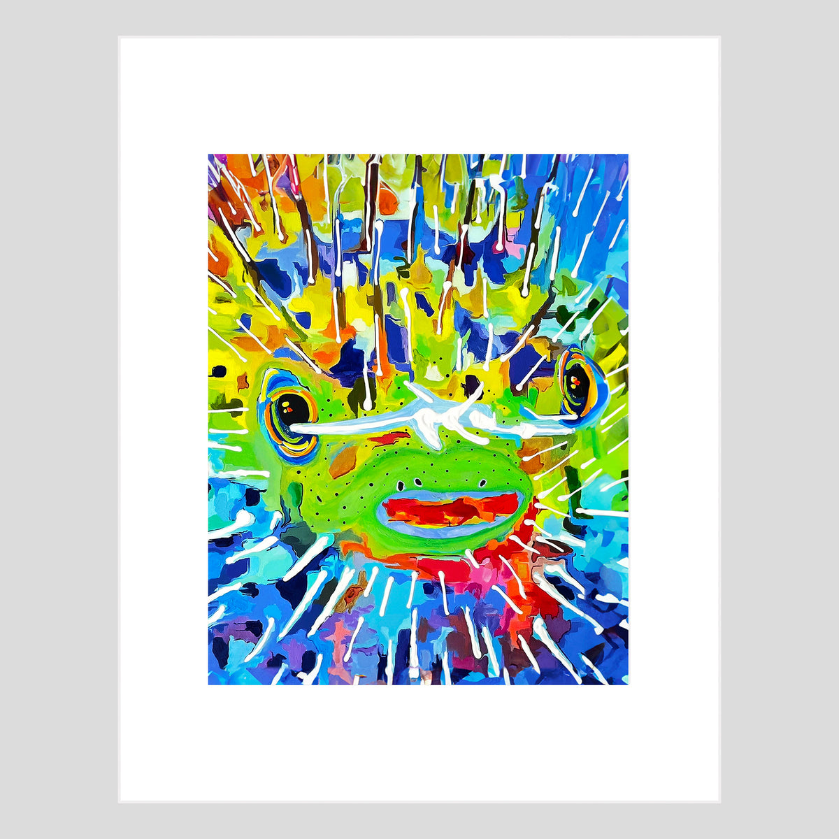 Tirage d'art - POISSON - Poisson-porc-épic n° 1 Reproduction d'art sur passe-partout 11x14