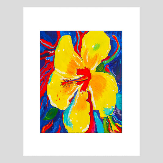 Tirage d'art - FLEURS - Hibiscus Heaven, reproduction d'art avec passe-partout 11x14 po