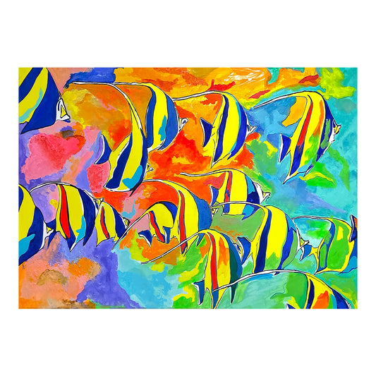 Greeting Card - FISH - Moorish Idols Over Coral Reef 5x7 Glossy Paper Greeting Card with envelope