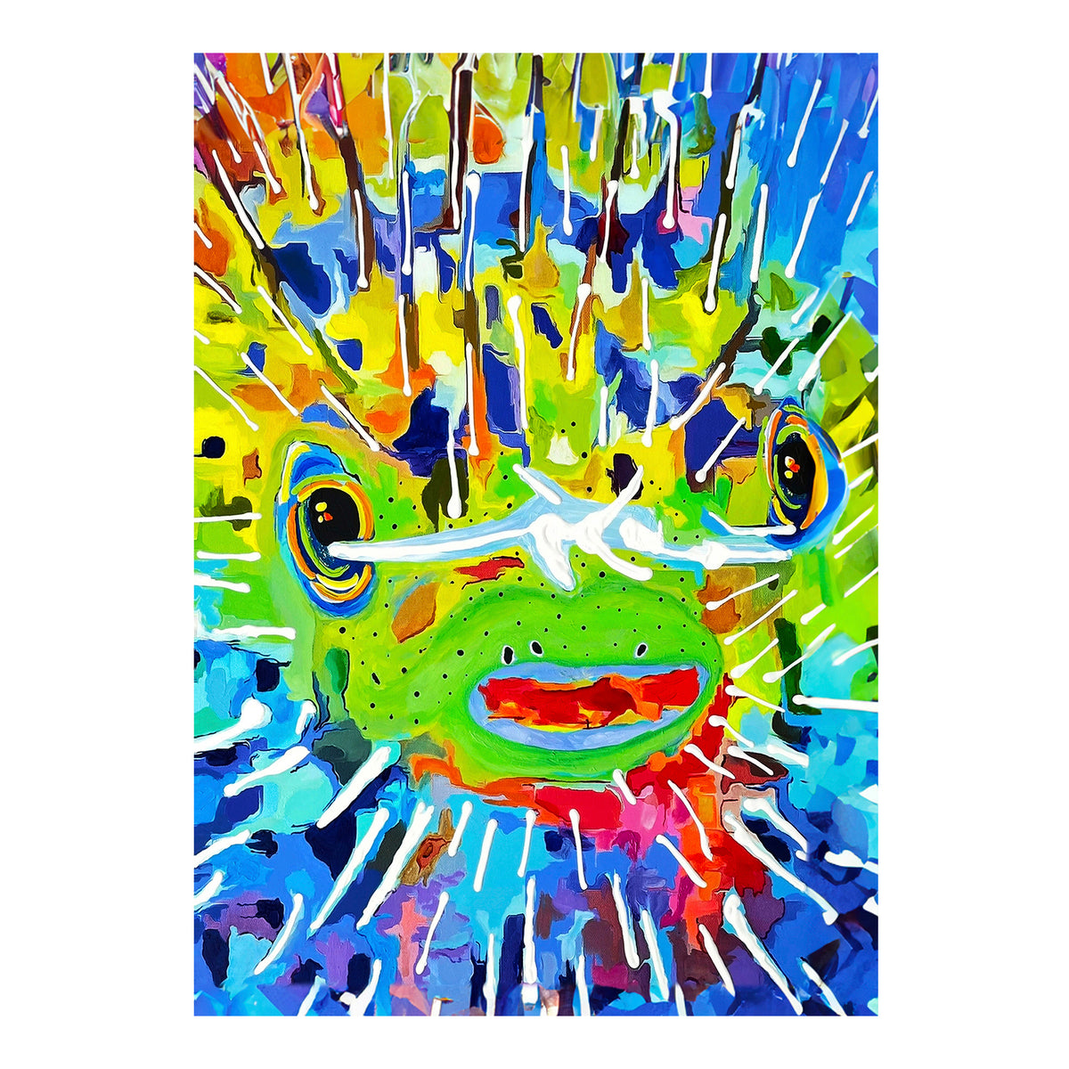 Carte de vœux - POISSON - Poisson-porc-épic, carte de vœux 5x7 sur papier glacé avec enveloppe