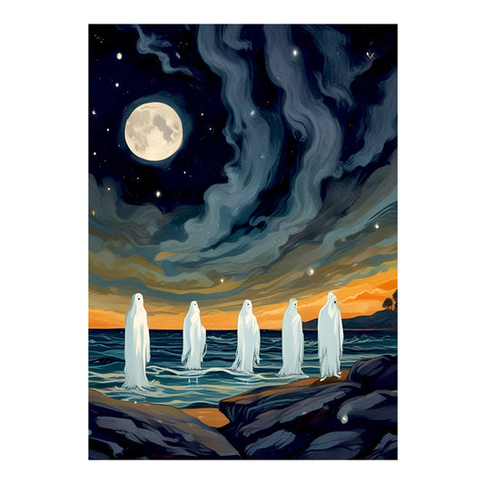 Greeting Card - SEASONAL - HALLOWEEN - Ghosts No. 1 5x7 Glossy Paper Greeting Card with envelope