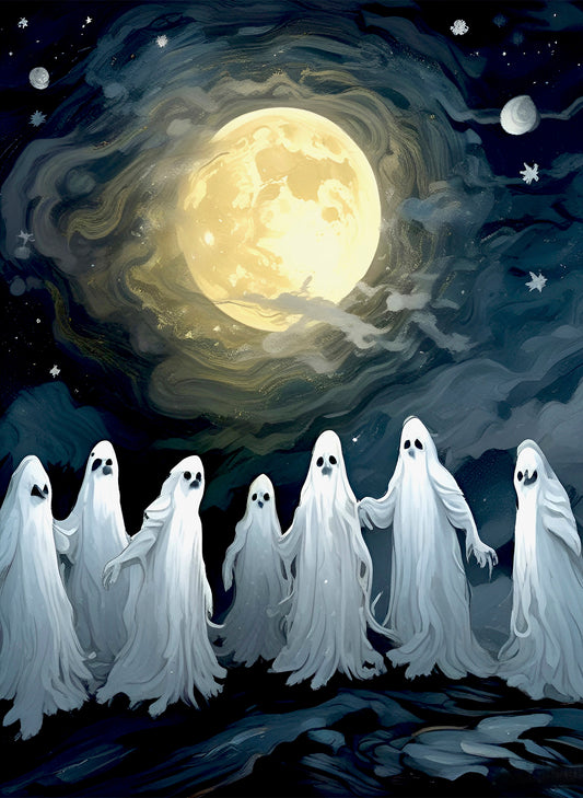 Carte de vœux - SAISONNIER - HALLOWEEN - Fantômes n° 2, carte de vœux 5x7 sur papier glacé avec enveloppe