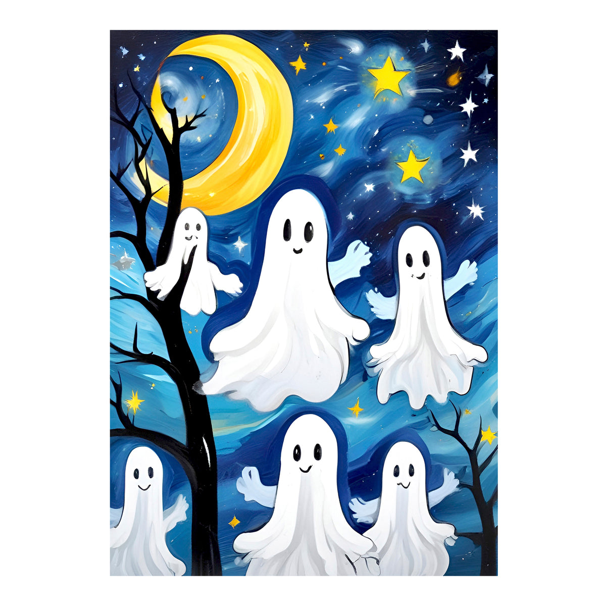 Carte de vœux - SAISONNIER - HALLOWEEN - Fantômes n° 3, carte de vœux 5x7 sur papier glacé avec enveloppe