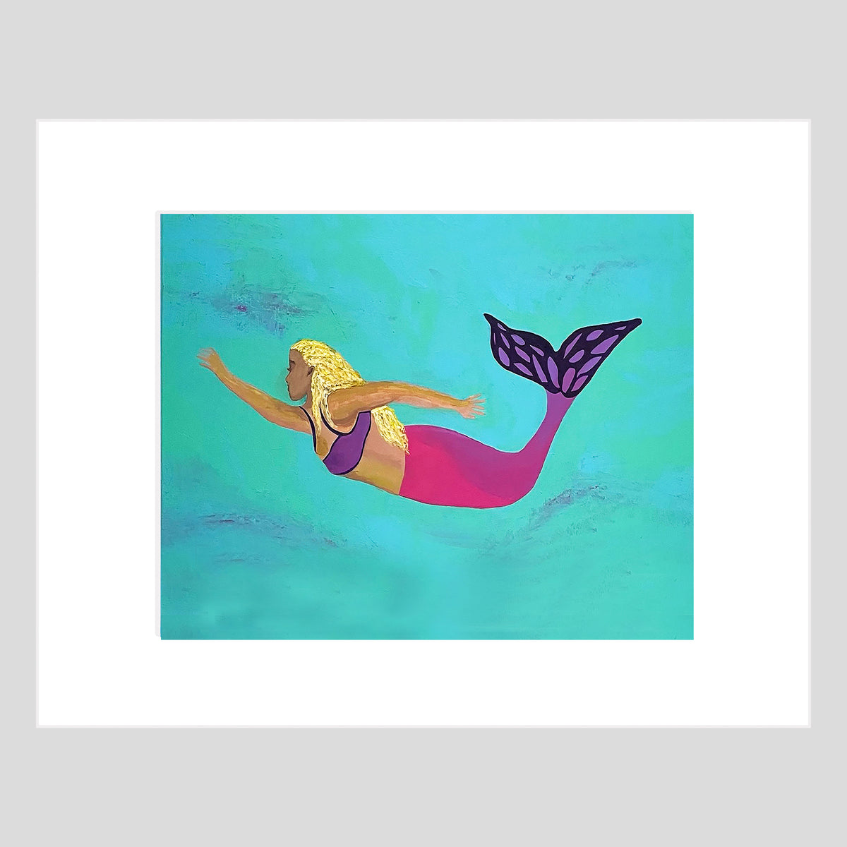 Tirage d'art - SIRÈNE - Reproduction d'art sur papier mat de sirène blonde 11x14