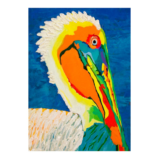Greeting Card - PELICAN - Pearl Pelican 5x7 Glossy Paper Greeting Card with envelope
