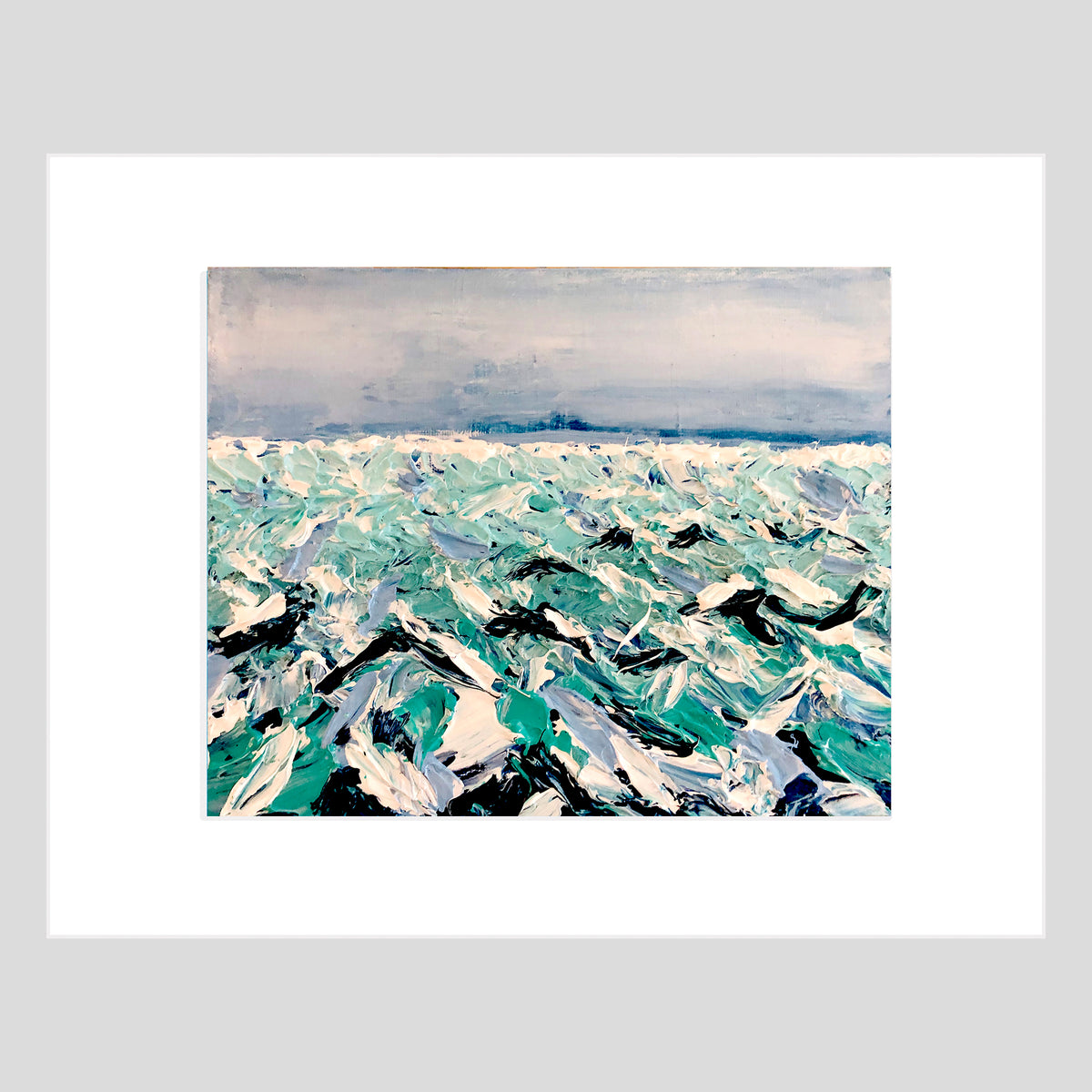 Tirage d'art - PAYSAGE MARIN - Mer agitée, reproduction sous passe-partout 14x11