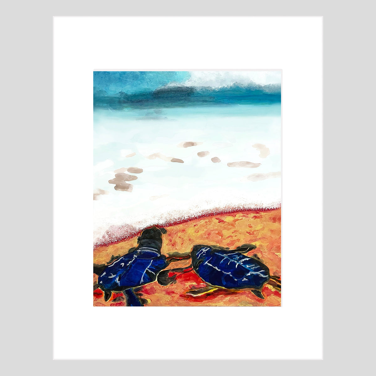 Tirage d'art - TORTUE MARINE - The Journey Begins, reproduction d'art avec passe-partout, 11x14 po