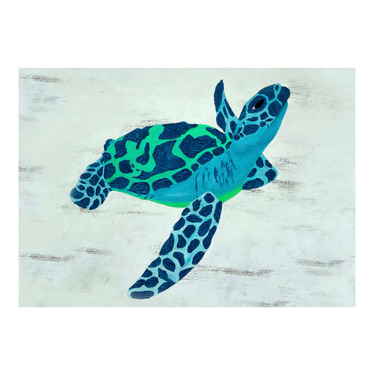 Greeting Card - SEA TURTLE - Sleepy Eyed Sea Turtle 5x7 Glossy Paper Greeting Card with envelope