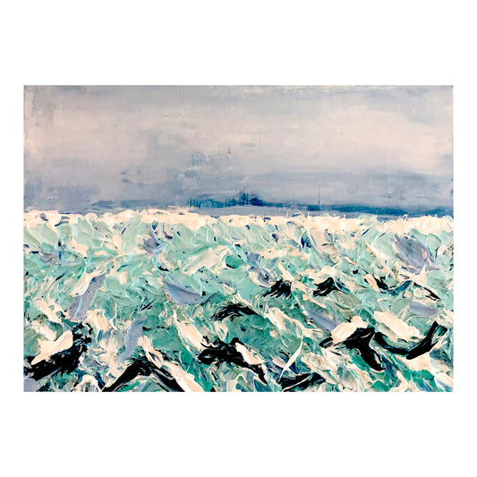 Greeting Card - SEASCAPE - Choppy Seas Seascape 5x7 Glossy Paper Greeting Card with envelope
