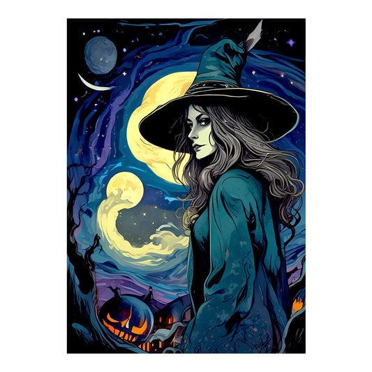 Carte de vœux - SAISONNIER - HALLOWEEN - Sorcière n° 1, carte de vœux 5x7 sur papier glacé avec enveloppe